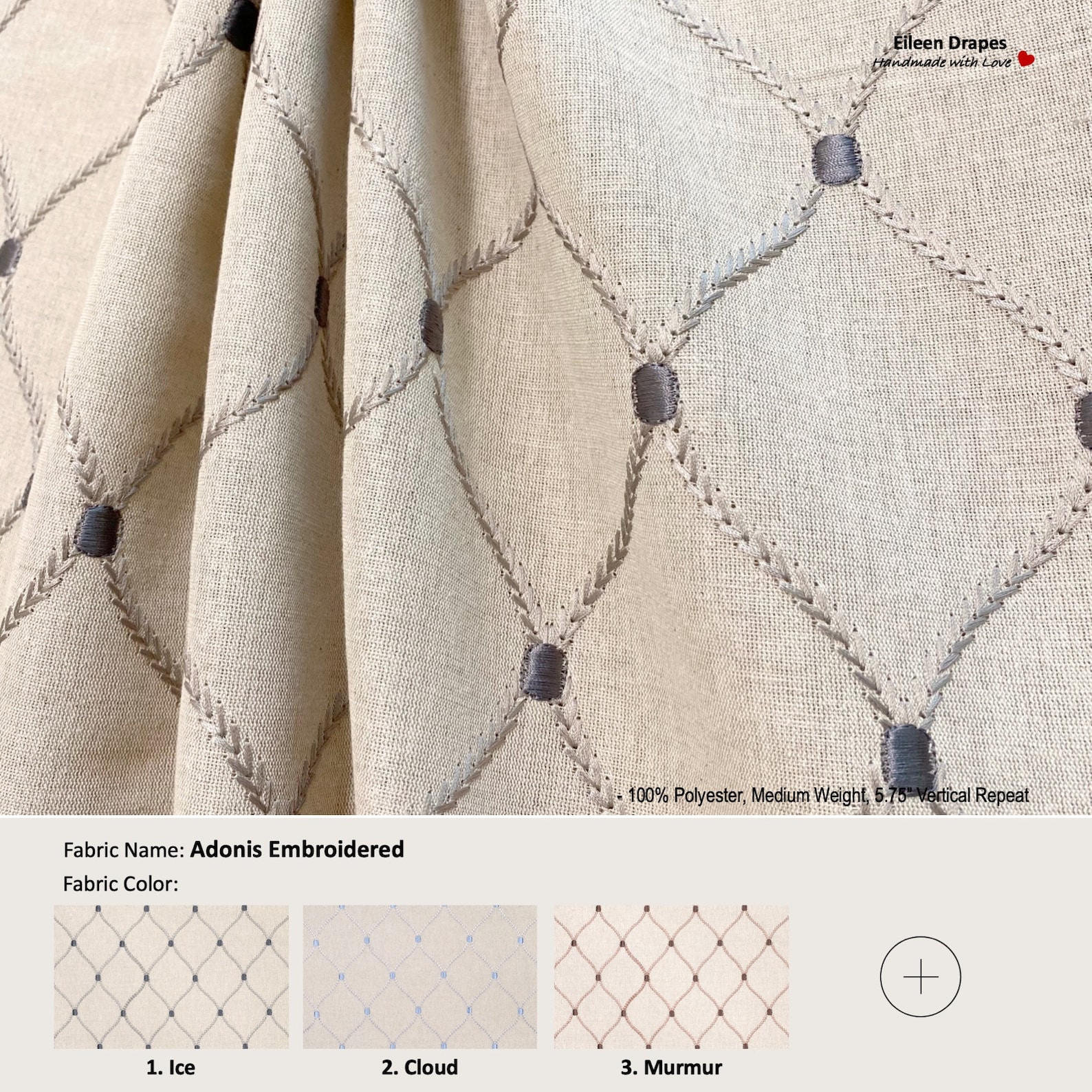 Adonis Embroidered; 5 Colors; Lattice Scrollwork Ogee Natural ...