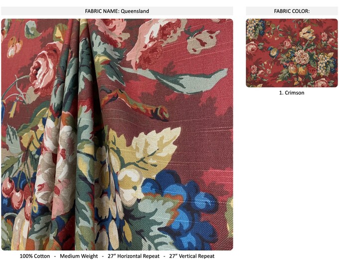 Salep.kaufman Queensland Crimson Fabric by the Yard Etsy