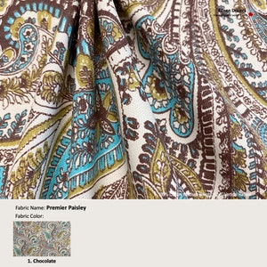 Premier Paisley; Color Chocolate; Cotton Curtain, Valance; Extra width & Length, Pleated, Lined Drapery Panel offered as upgrades