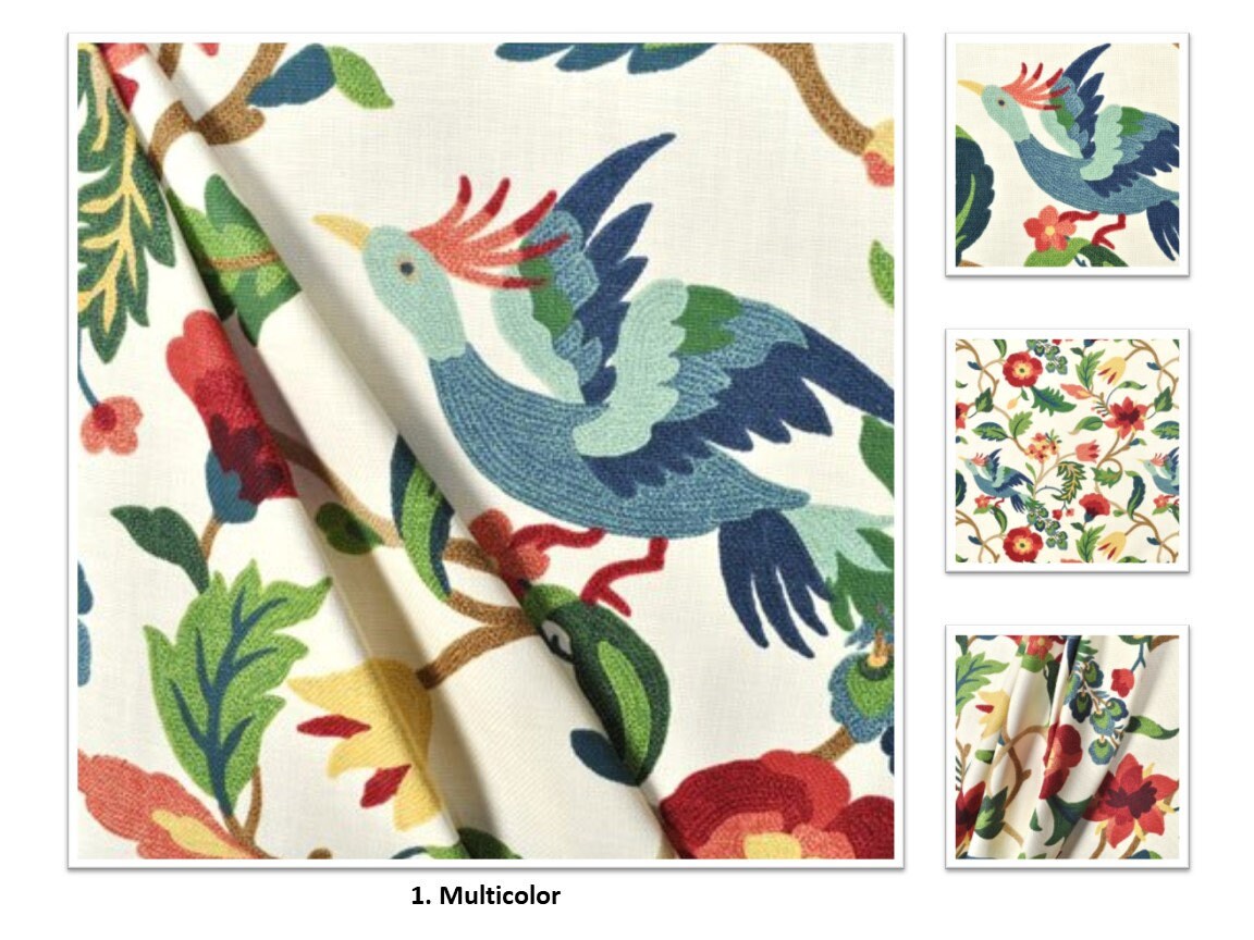 Multi Lucy Eden Cotton Floral Bird Phoenix Heavy Weight 50 100