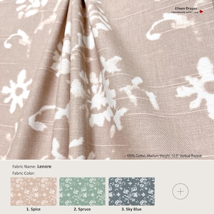 Lenore; 4 Colors; Floral Flower Country; Cotton Curtain, Valance; Extra width & Length, Pleated, Lined Drapery Panel offered as upgrades