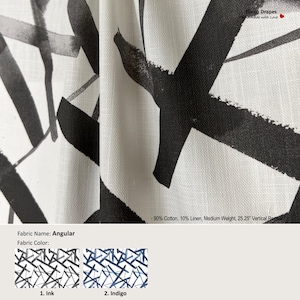 Angular; 2 Colors; Geometric Modern; Cotton Blend Curtain, Valance; Extra width & Length, Pleated, Lined Drapery Panel offered as upgrades