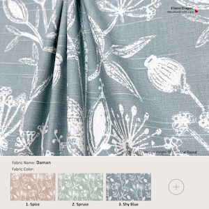 Daman; 4 Colors; Floral Flower Dandelion; Cotton Curtain, Valance; Extra width & Length, Pleated, Lined Drapery Panel offered as upgrades