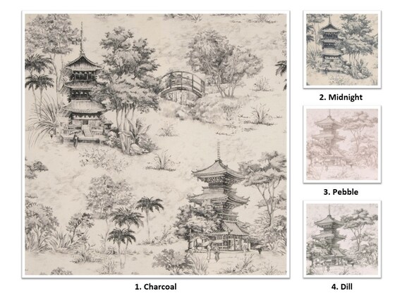 4 Colors Pagoda Cotton Asian Japanese Style 50 Etsy