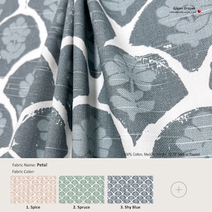 Petal; 4 Colors; Floral Flower Damask Fan; Cotton Curtain, Valance; Extra width & Length, Pleated, Lined Drapery Panel offered as upgrades