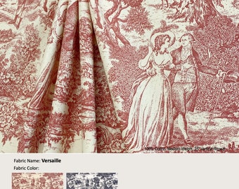 Versaille; 2 kleuren; Franse Toile Victoriaans; Katoenen gordijn, volant; Extra breedte en lengte, geplooid, gevoerd draperiepaneel aangeboden als upgrades