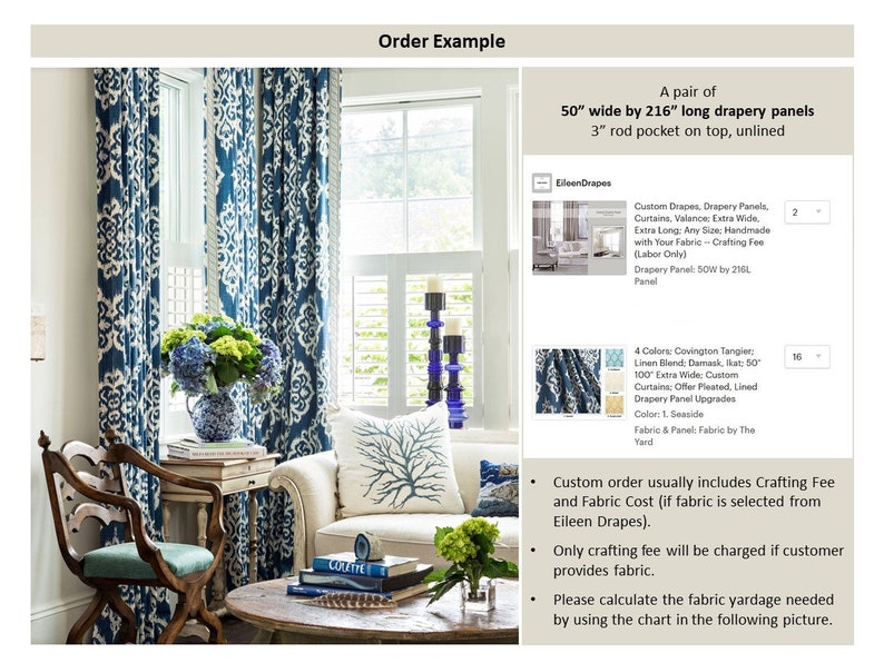 Custom Drapes Drapery Panels Curtains Valance Extra Wide Etsy