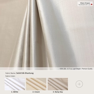 Shantung de seda sólida; 24 cores; Leve; Cortina personalizada, sanefas; Largura e comprimento extras, painel de cortina plissado e forrado oferecido como atualizações