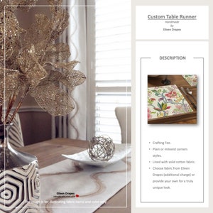 Custom Placemat, Table Runner, Bed Runner; Bed Linens; Plain or Mitered Border; Lined with Solid Cotton -- Crafting Fee (Labor Only)