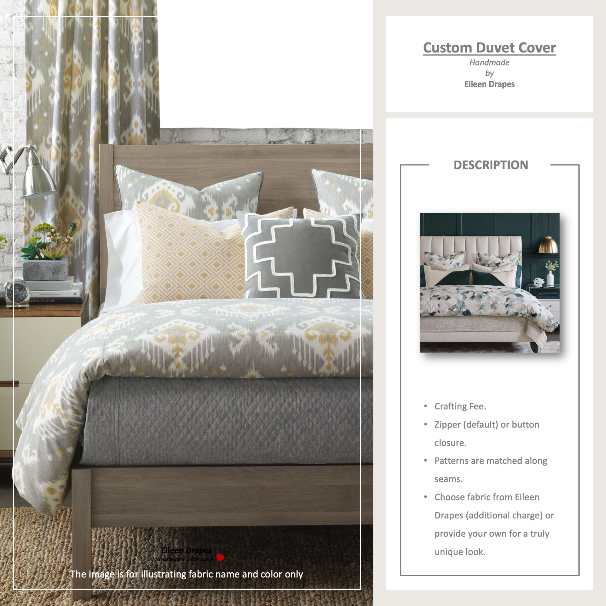 Custom Duvet Cover; Custom Bedding; Twin Full Queen King; Zipper or Button  Closure -- Crafting Fee (labor Only) - Etsy, image size:2000x2000