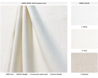 Solid European Linen; 18 Colors; Linen Curtain, Valance; Extra width, Extra Length, Pleated, Lined Drapery Panel offered as upgrades