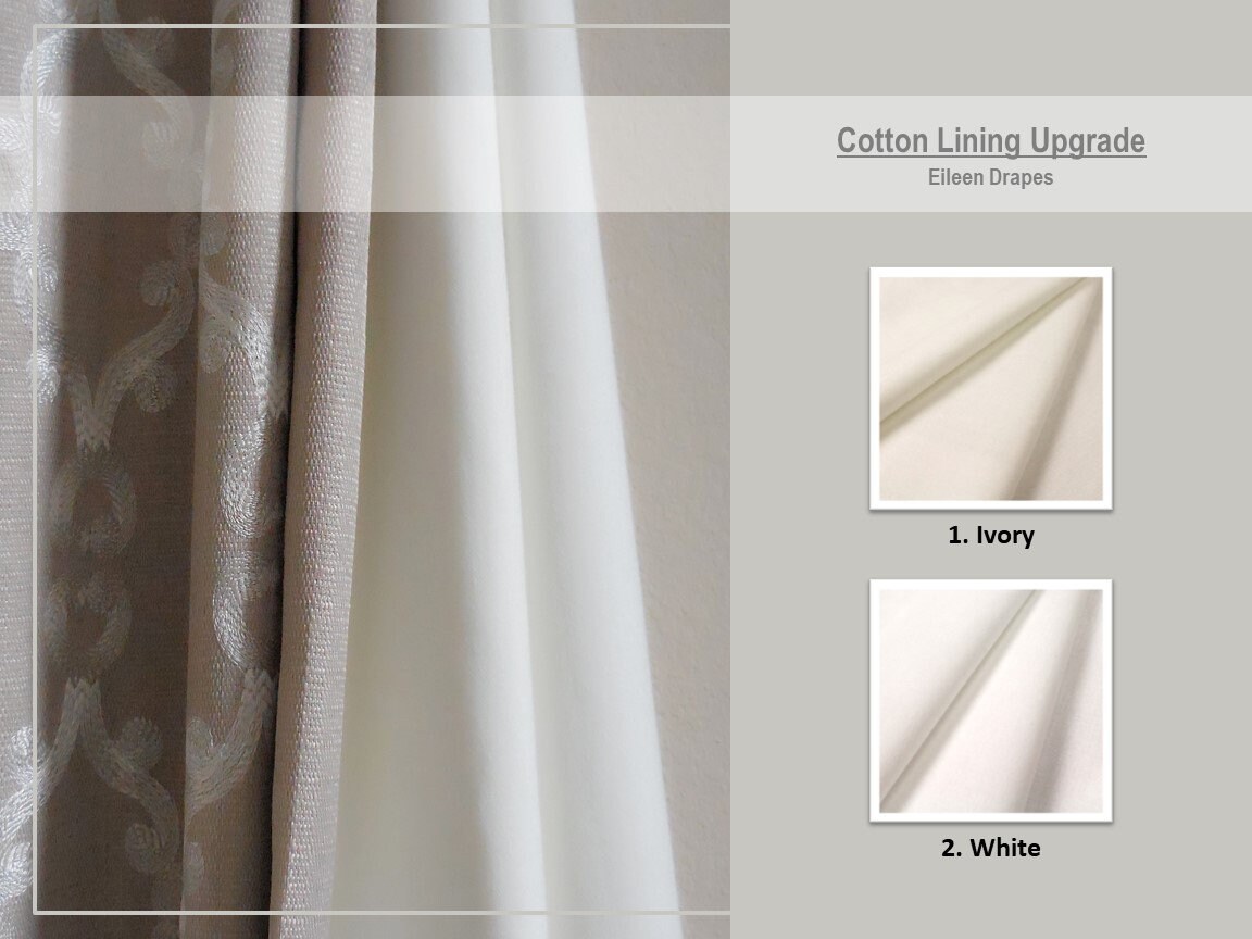 2 Colors Cotton Lining Upgrade To Custom Drapes Drapery Panel