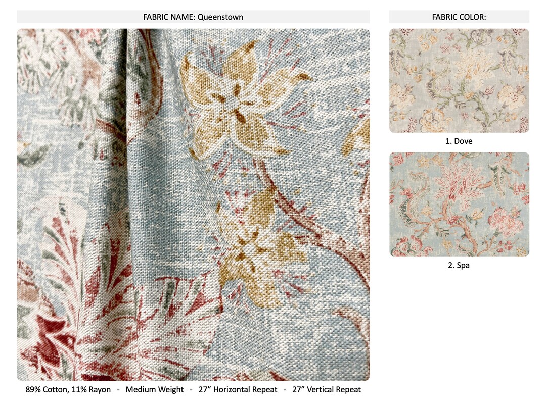 Queenstown 2 Colors Vintage Floral Cotton Blend Curtain Etsy