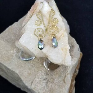 Hammered Brass dangle earrings with glass beads