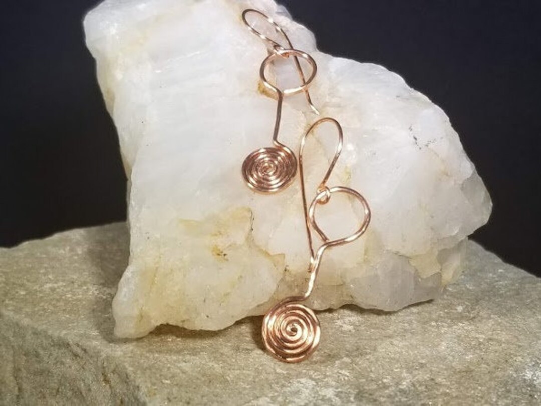 Copper Spangles Hammered Copper Metalwork Spiral Dangle Earrings - Etsy