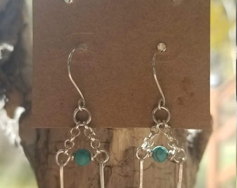 Boucles d’oreilles de style lustre en argent sterling avec turquoise