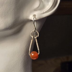 Hand-Coiled Carnelian Sterling Silver Drop Earrings