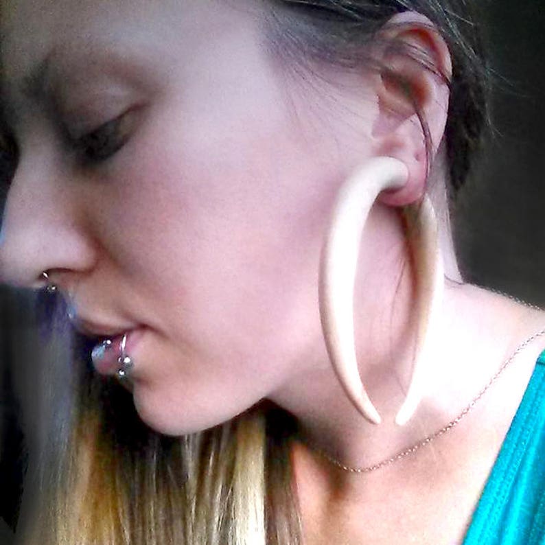 Crescent Gauge Earrings White Ash Etsy