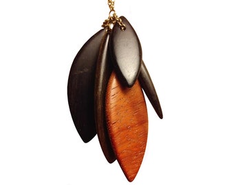 Leaf Cluster Necklace - Ebony and Padauk