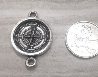 1X Big Compass Connector, Silver Compass Connector