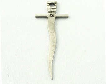 2X Curvy Sword Pewter Pendant