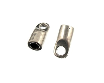 Pewter Cord End Cap, 4mm Hole Size, For Leather Or Cord, 2pcs - See Photos For Other Finish Options