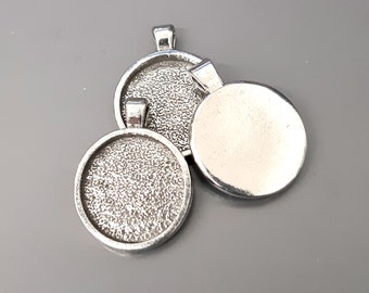 1X Pewter Pendant Tray Base Settings Match 15mm Cabochon