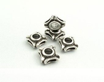 4X Geometric Antique Silver Beads