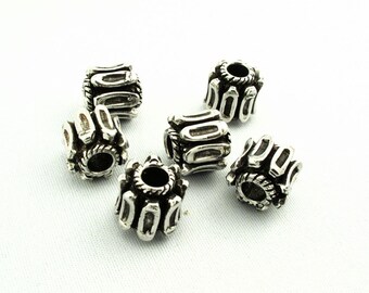 4X Large Hole Spacer Beads, Geometric Antique Silver Beads