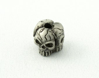 4X Skull Beads; Featuring 3 Skulls Fine Pewter Beads