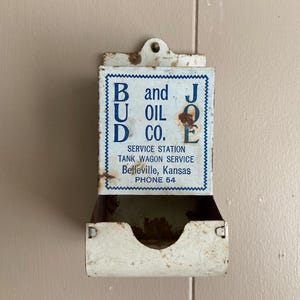 Vintage Bud & Joe Match Book Holder, Advertising Tin
