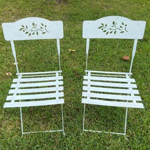 Set of Metal Bistro Chairs, Patio Chairs, French Cafe Chairs, Troquet Chairs