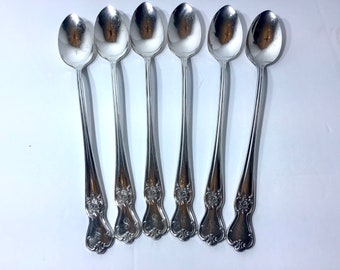 6 Pieces Monogrammed Silverplate Iced Teaspoons