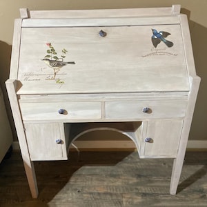 Antique Secretary Desk, whitewashed desk