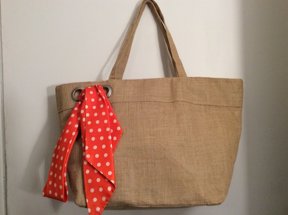 Burlap Tote~Vintage Burlap Bag~Hand Bag~Diaper Ba… - image 4