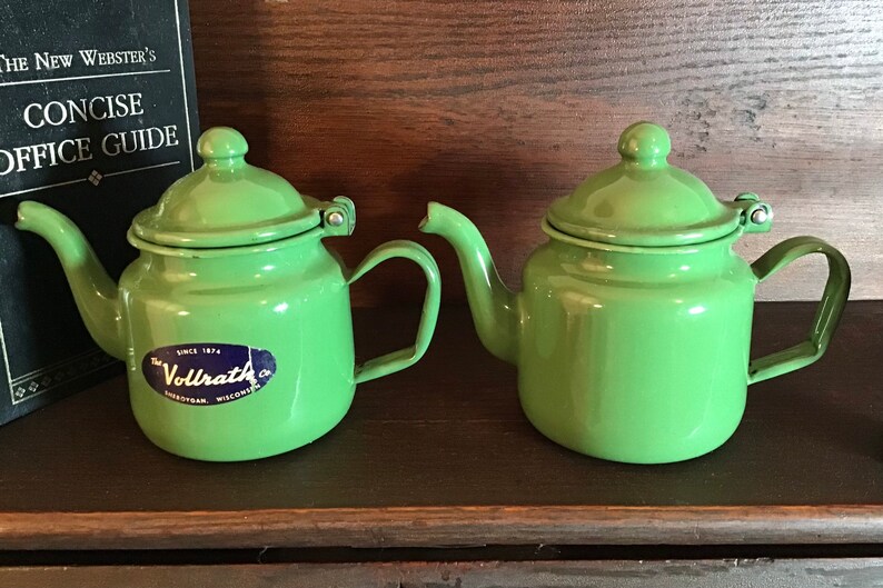 Small Enamel Tea Kettles Vintage Teapots Etsy