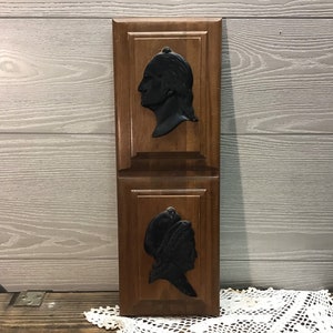 George and Martha Washington Cameo Silhouettes, Vintage Wall Decor
