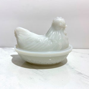 Vintage Milk Glass Hen