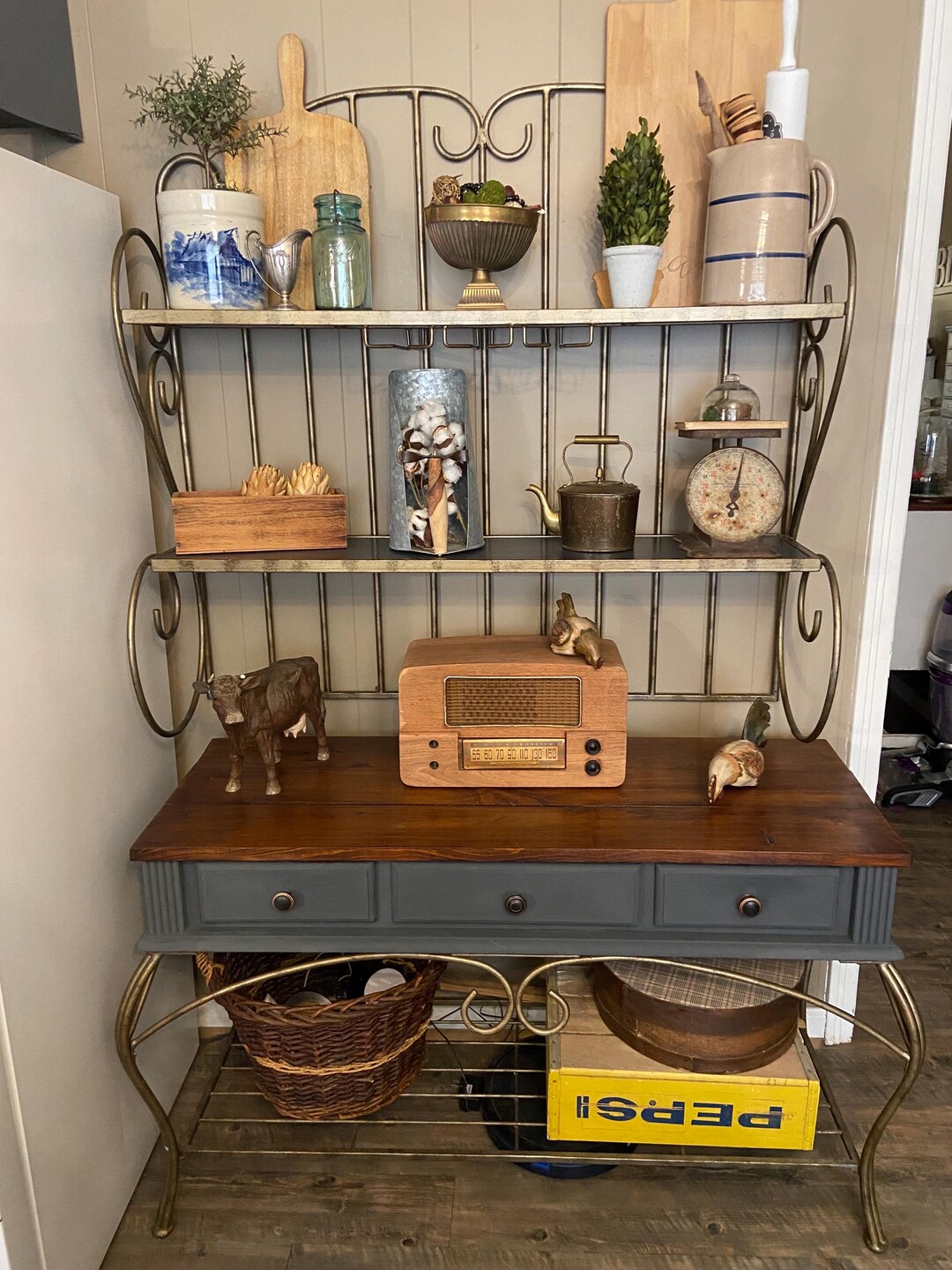 Goodwill Bakers Rack Vintage Metal and Wood Bakers Rack - Etsy