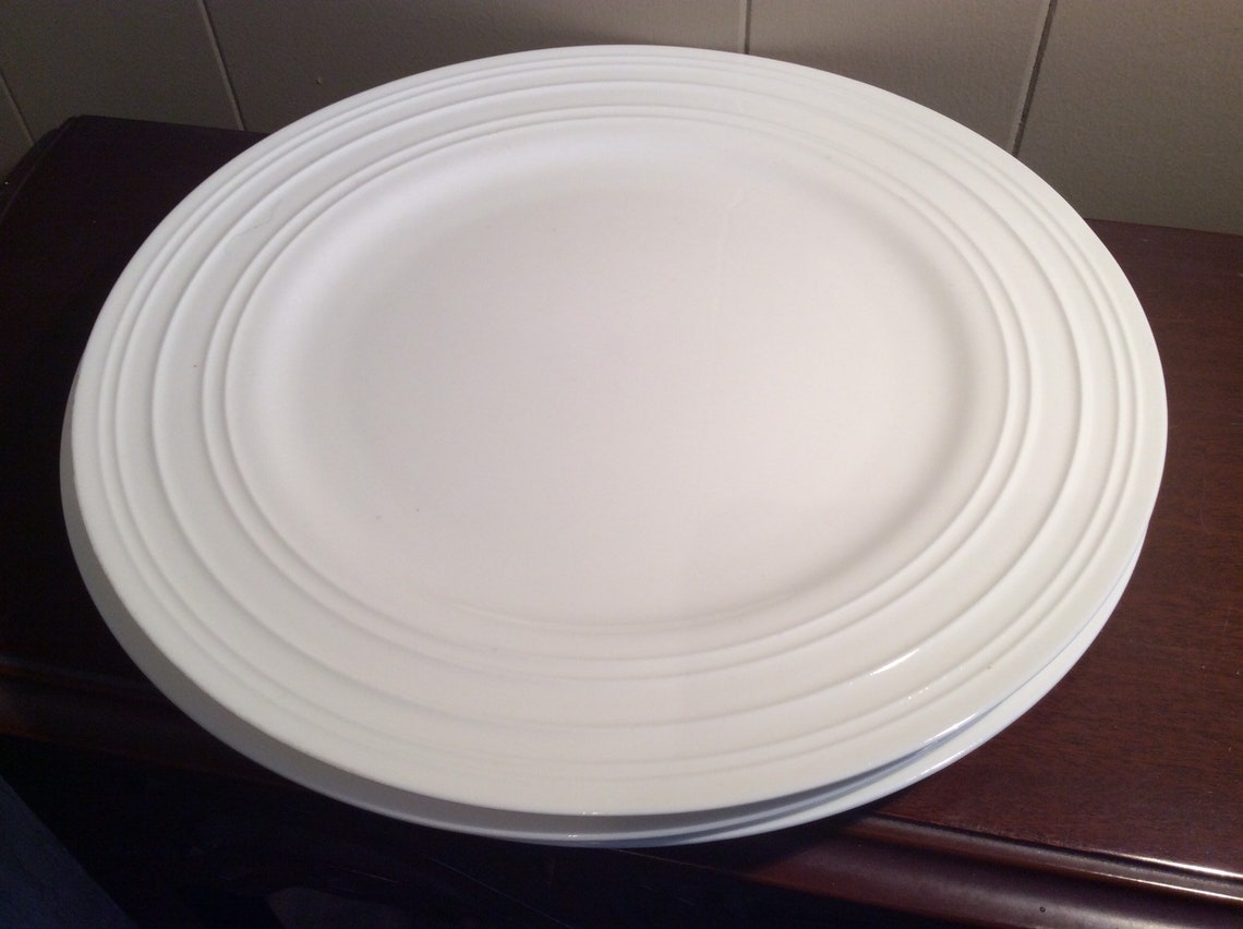 4 White Dinner PlatesLenox Tin Can Alley Etsy