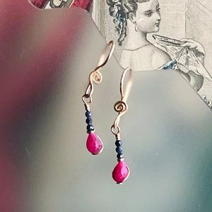 Sapphire & Ruby Gemstone Earrings in 14k Gold