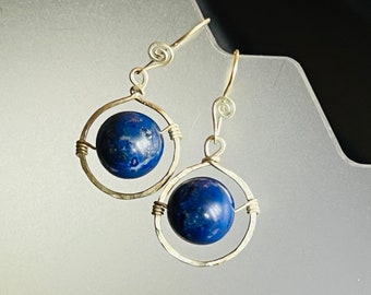 Lapis Lazuli Gemstone Earrings in Argentium Sterling Silver