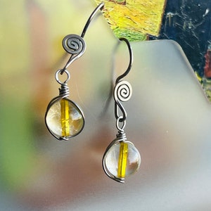 Boucles d&#39;oreilles citrine en argent sterling argenté, pierre de naissance de novembre