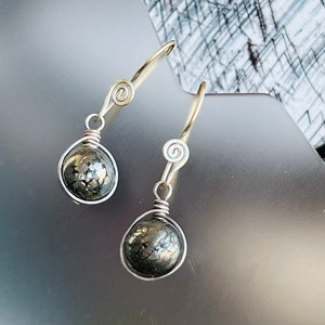Pyrite Earrings in Argentium Sterling Silver