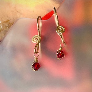Red &quot;Siam&quot; Swarovski Crystal Earrings in 14k Gold