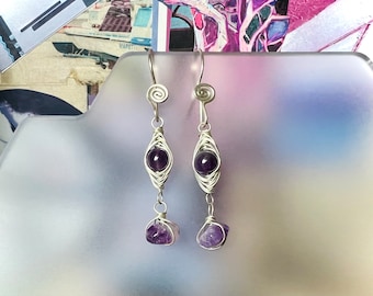 Amethyst Gemstone Earrings in Argentium Sterling Silver - February Birthstone