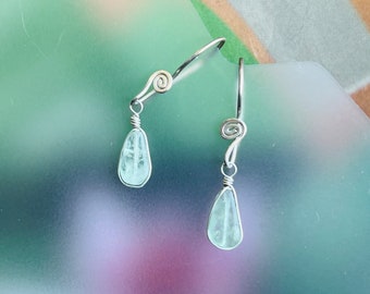 Fluorite Gemstone Earrings in Argentium Sterling Silver