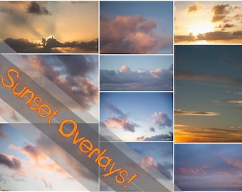 10 High Quality Sunset Sky Cloud Colorful Clouds Photo Overlays Stock Images Textures Texture Light for Photography