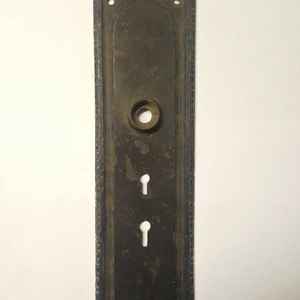 Mallory & Wheeler Large Antique Bronze Entry Lock Back Plate for Doorknob 1900