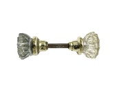Antique Fluted Glass Doorknob Set With Brass Bases 600038